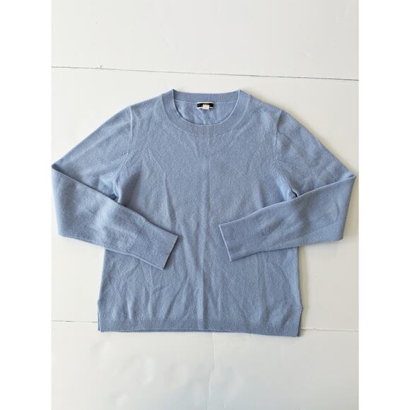 J Crew Cashmere Sweater Women L Light Blue Crew Neck Preppy Lightweight Classic - Picture 3 of 10